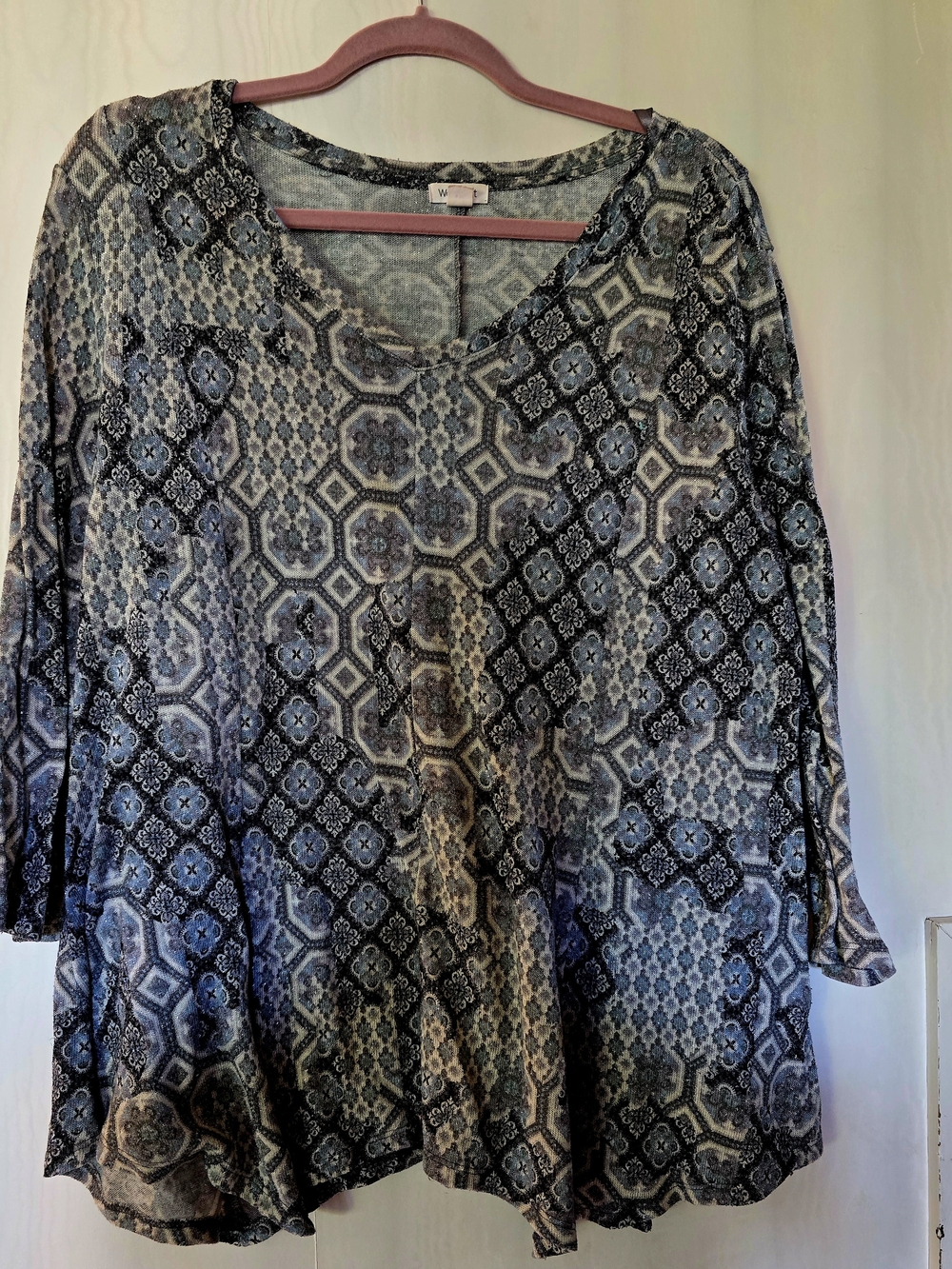 Westport Blue and White Geometric V-Neck Tunic